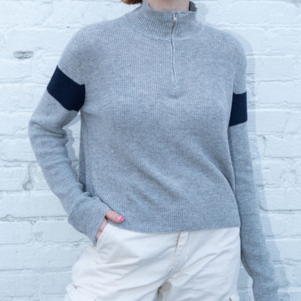 Brandy Melville Casey Half Zip Grey Sweater